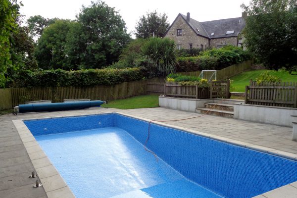 Refurbish existing pool, raise deep end floor